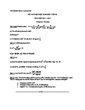 Đề thi chọn học sinh giỏi Toán 8 năm học 2014 2015 Trường thcs Tam Hưng